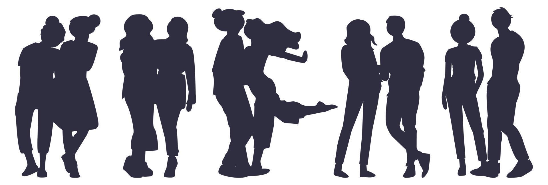 Man and woman face silhouette. Face to face. Vector silhouette of couple. male and female anonymous person silhouettes Vector