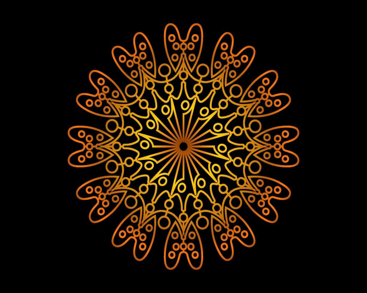 diseño de mandala ornamental de oro de lujo sobre fondo negro vector