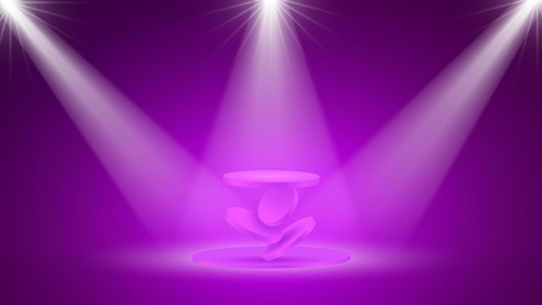 3d Podium round of vector with spotlighting, Circle box stage podium