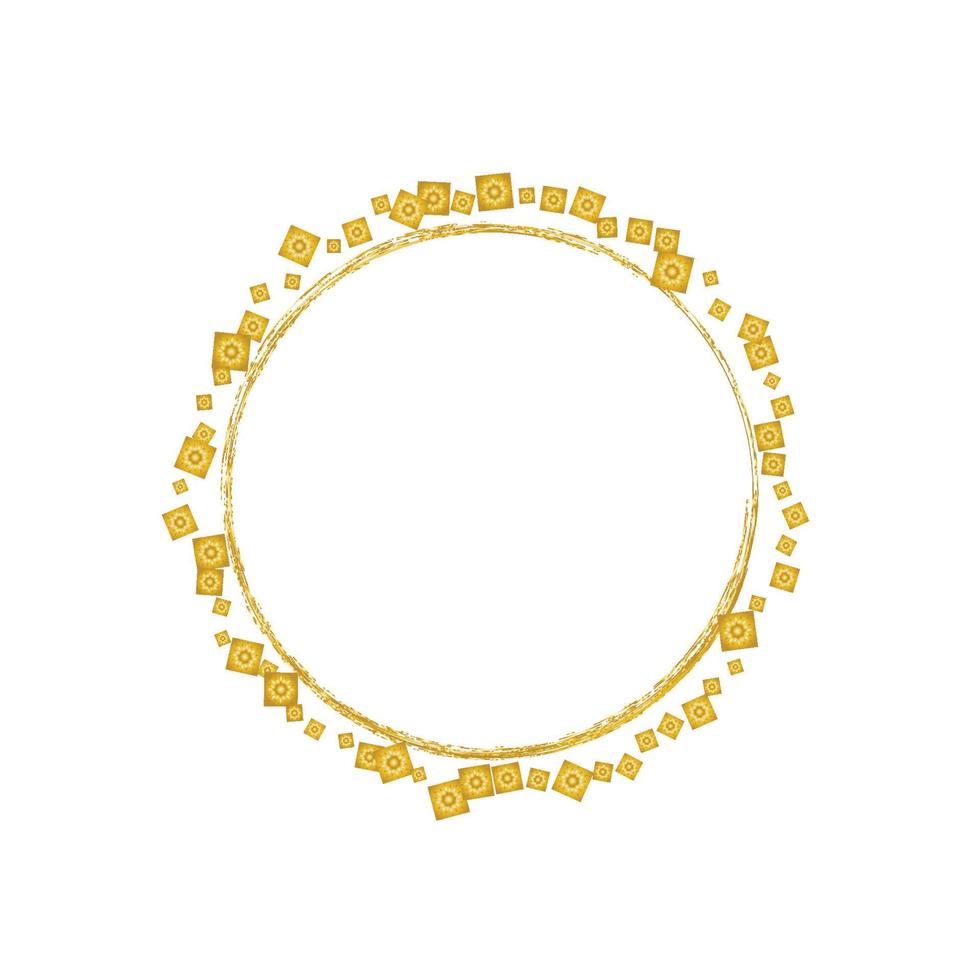 Circle gold photo frame design vector