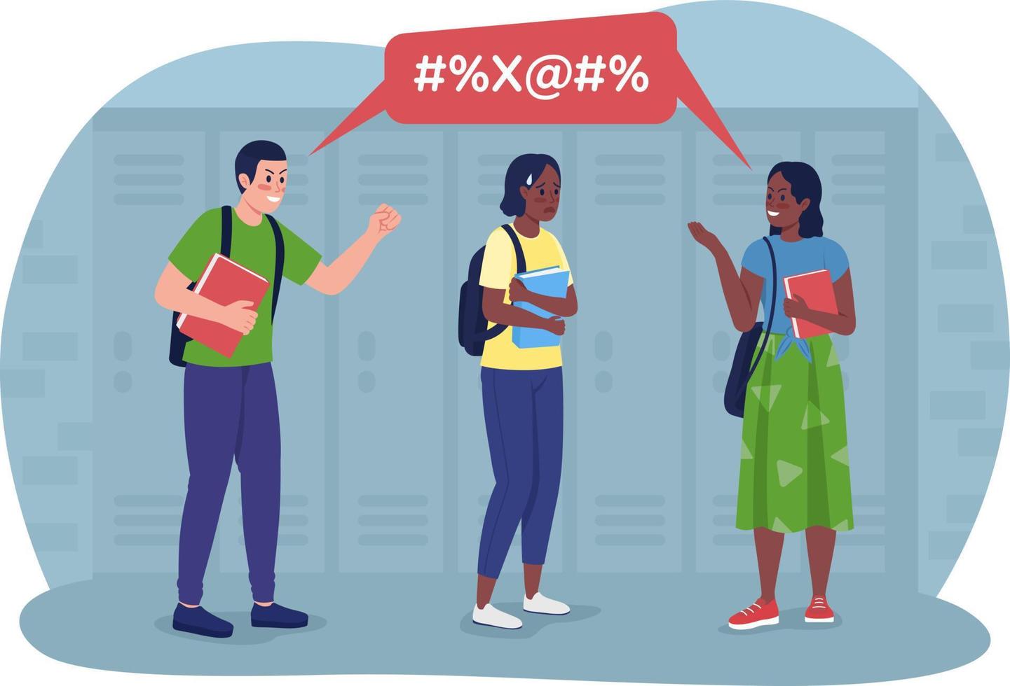 Bullying at school 2D vector isolated illustration