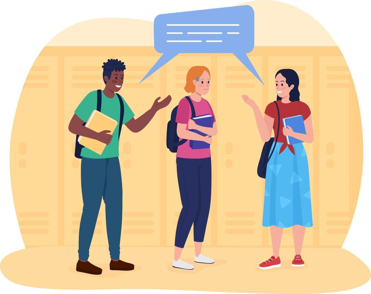 Social awkwardness in high school 2D vector isolated illustration