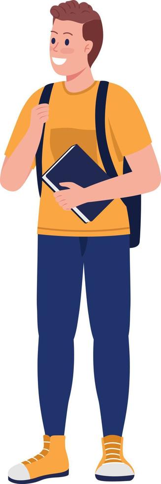 Smiling middle school student semi flat color vector character