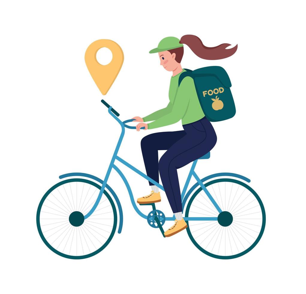 Delivery worker navigate with gps semi flat color vector character