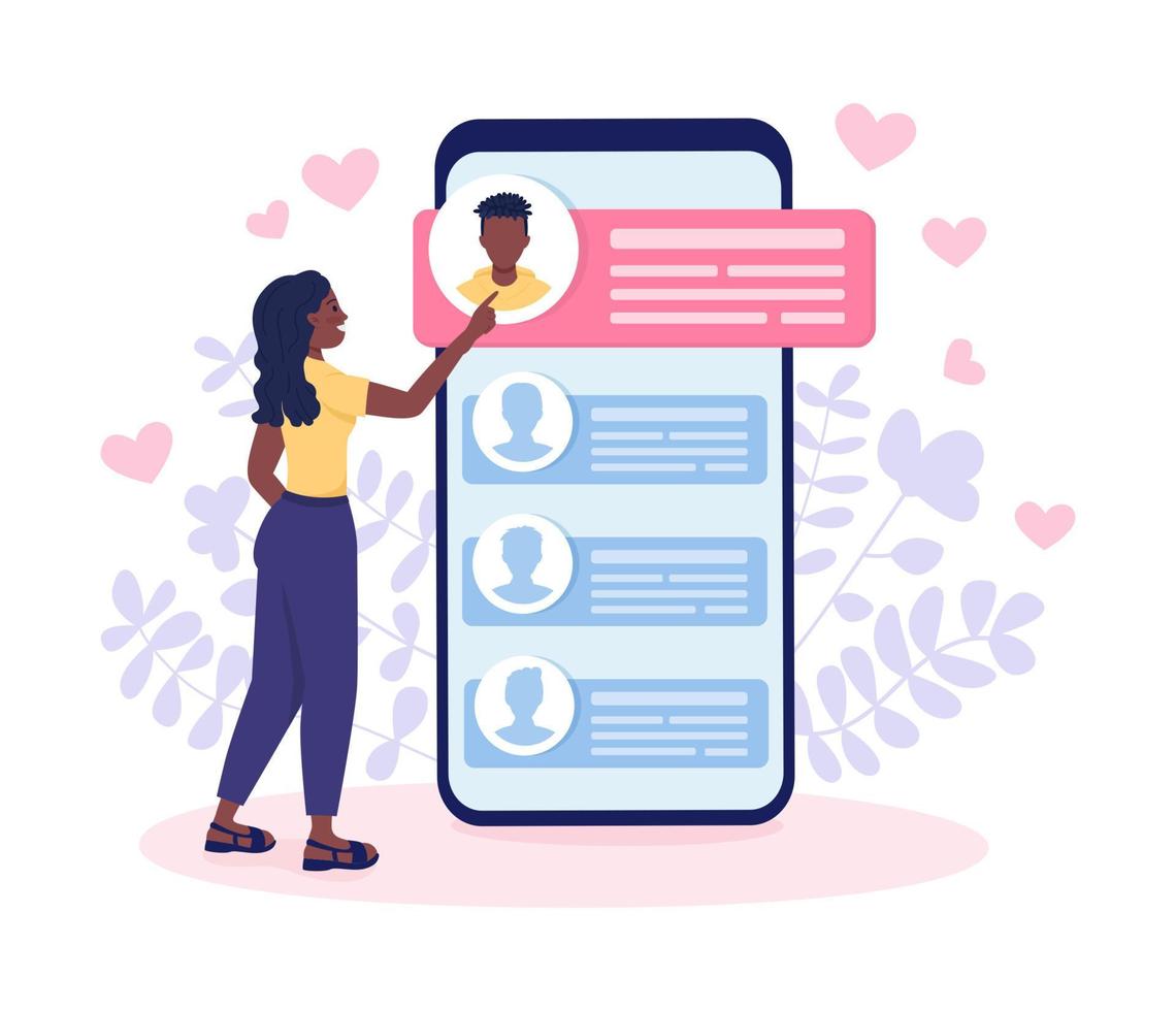 Finding love online flat concept vector illustration