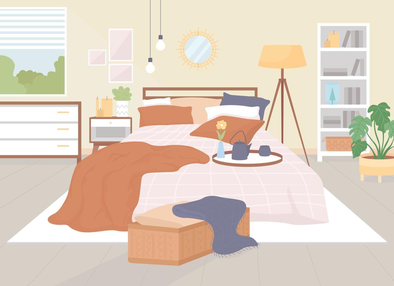 Hygge en casa ilustración de vector de color plano