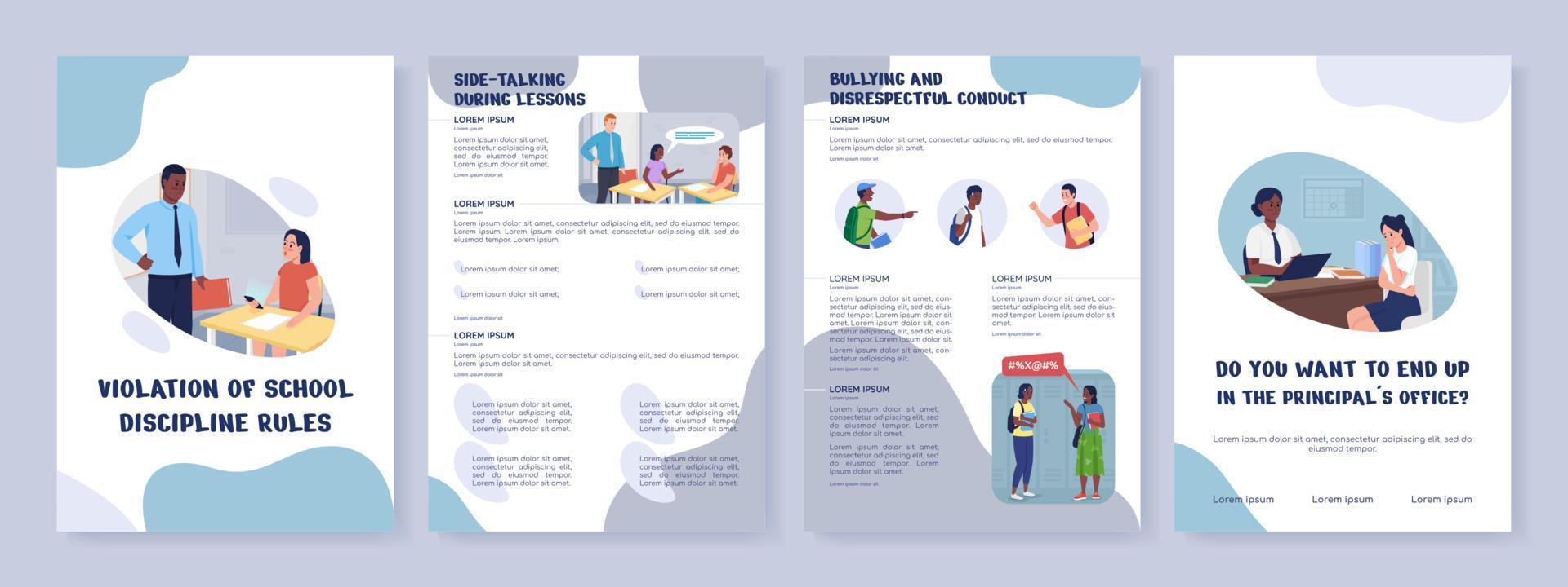 School discipline rules violation flat vector brochure template