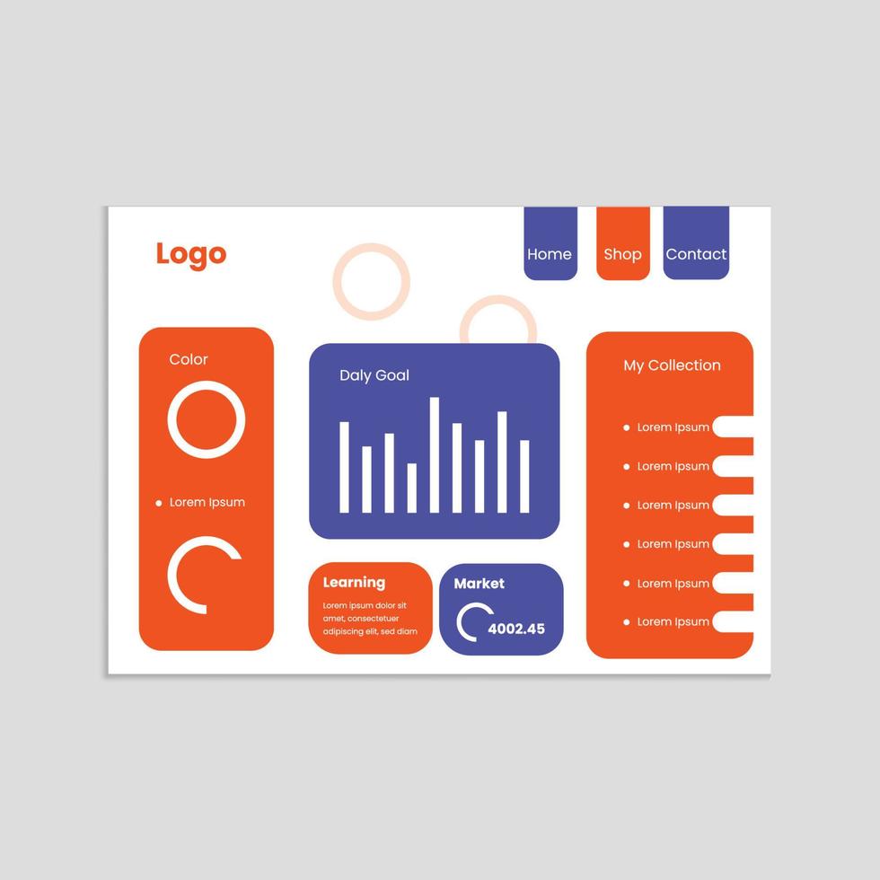 Colorful business modern admin dashboard vector