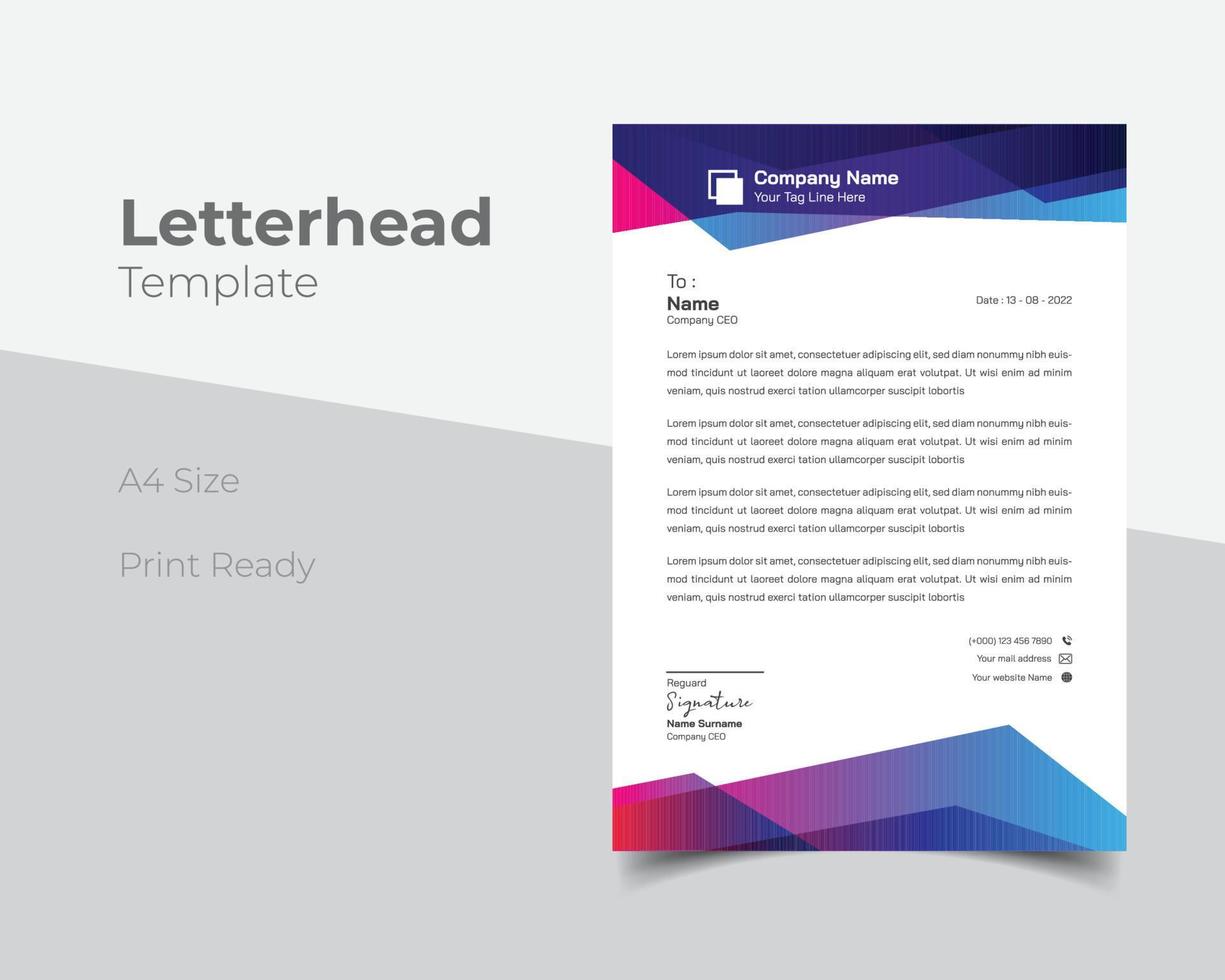 Modern business letterhead template vector
