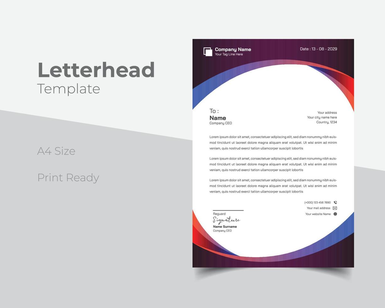 Modern business letterhead template vector