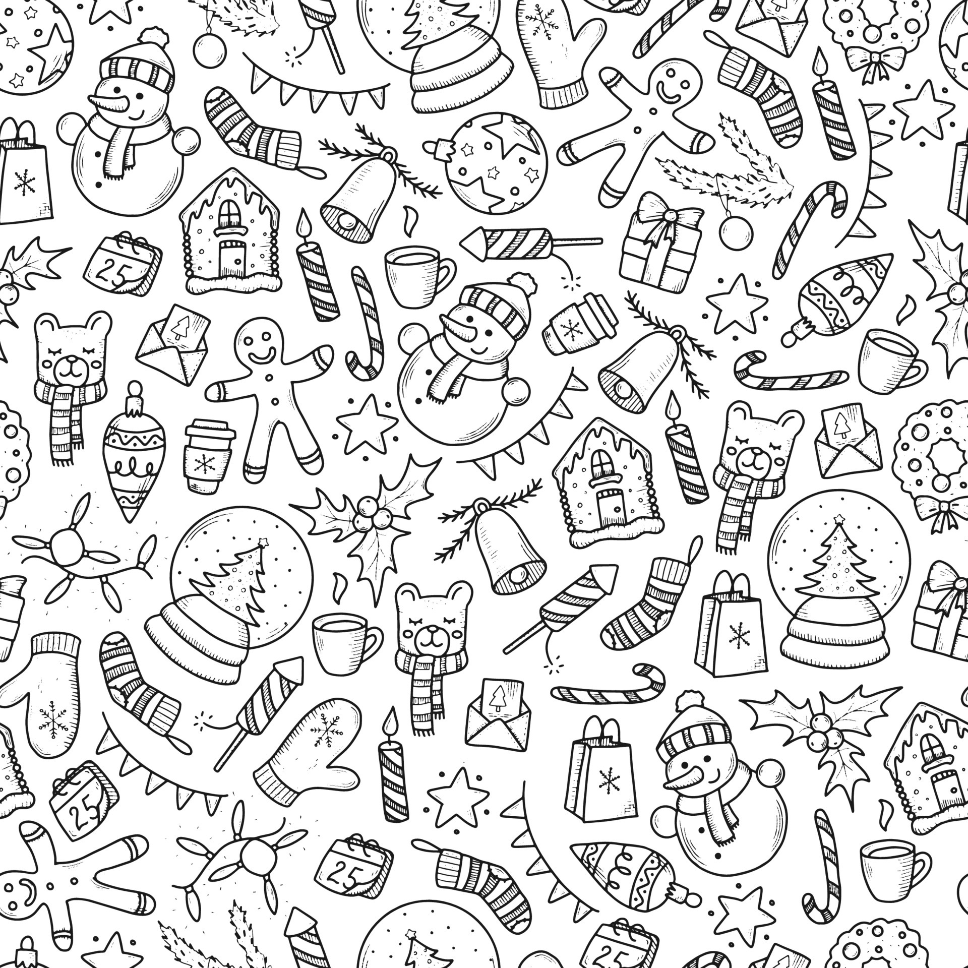 cute seamless pattern with christmas doodles. Good for wrapping paper