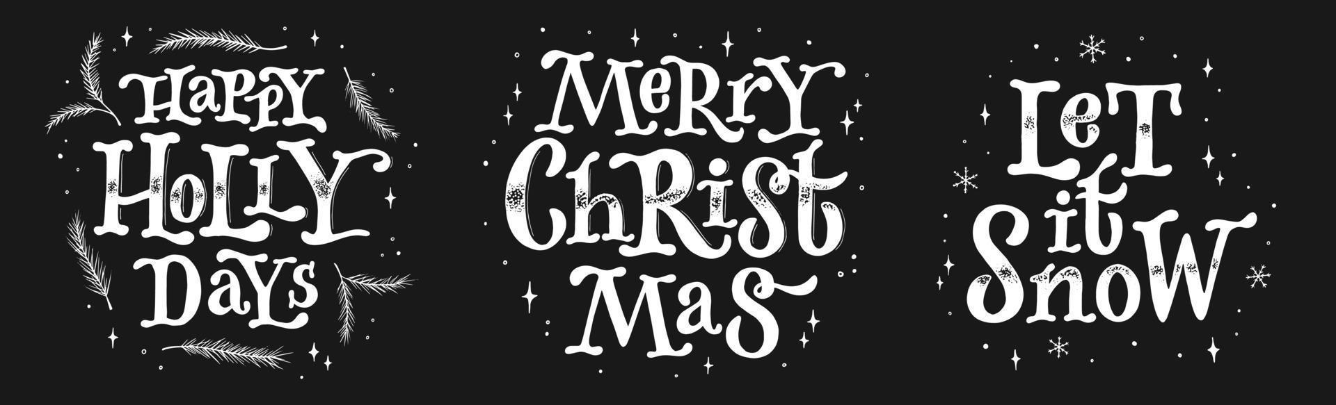 Set of christmas lettering quotes vector