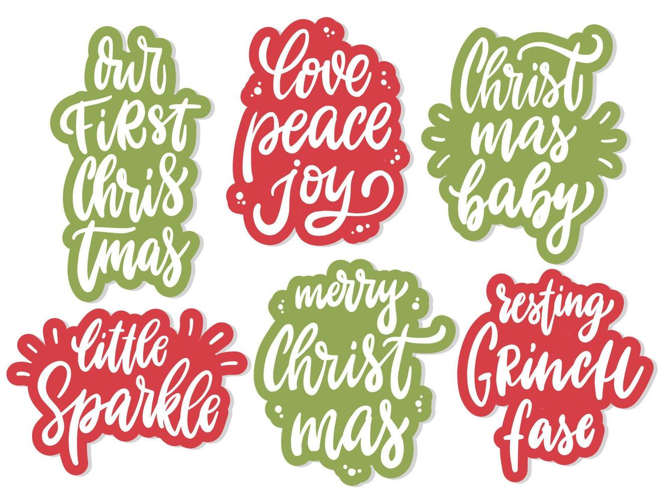 Set of christmas lettering quotes. Good for stickers, prints, cards, posters, invitations, etc. EPS 10 vector