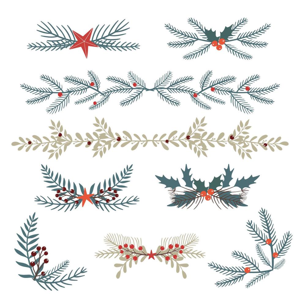 Set of christmas ornaments isolated on white background vector