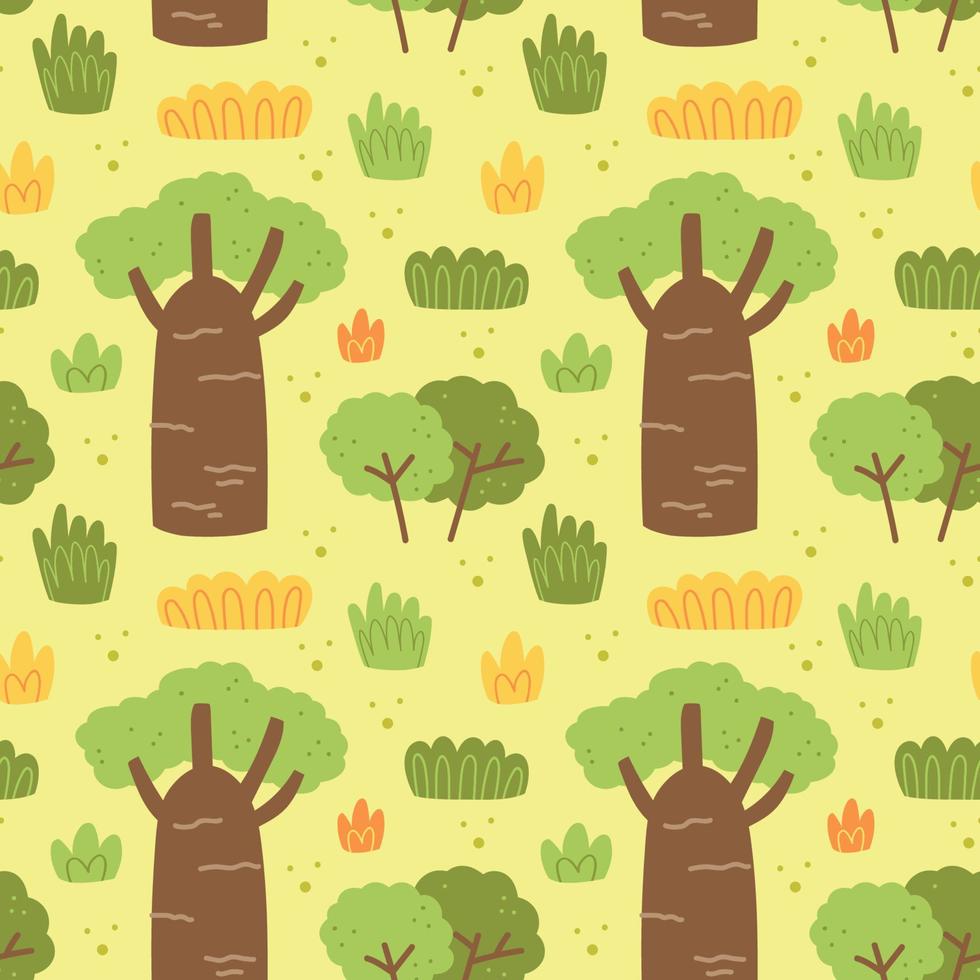 Natural parkland forest bushes Seamless pattern texture background Vector design for children Editable background