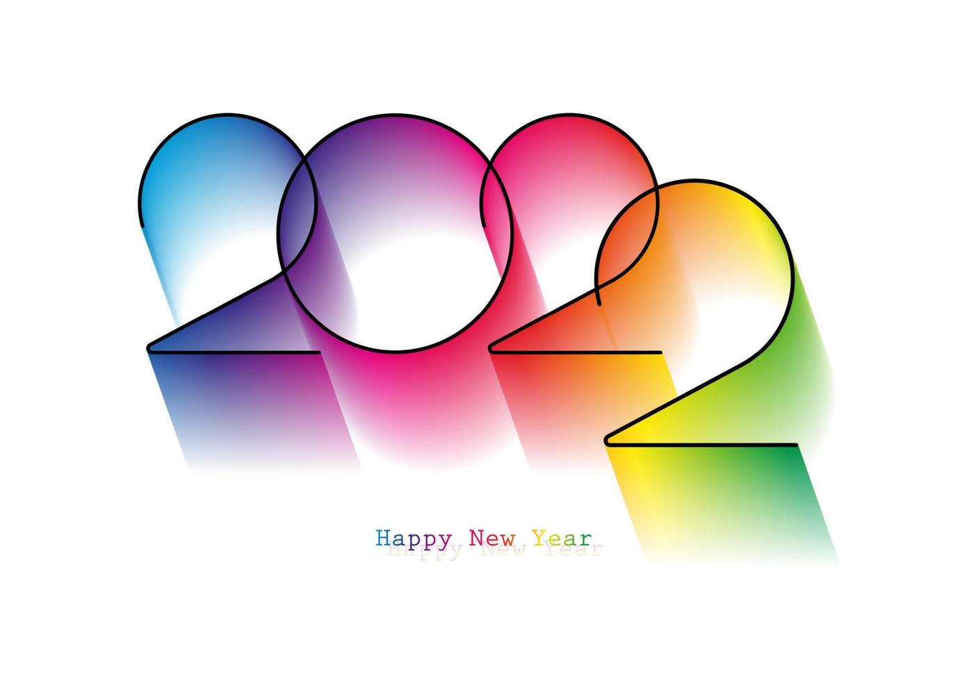 2022 New Year logo design. Holiday greeting card. Vector illustration. Holiday design for greeting card, invitation, calendar, party, colorful holiday label isolated on white background