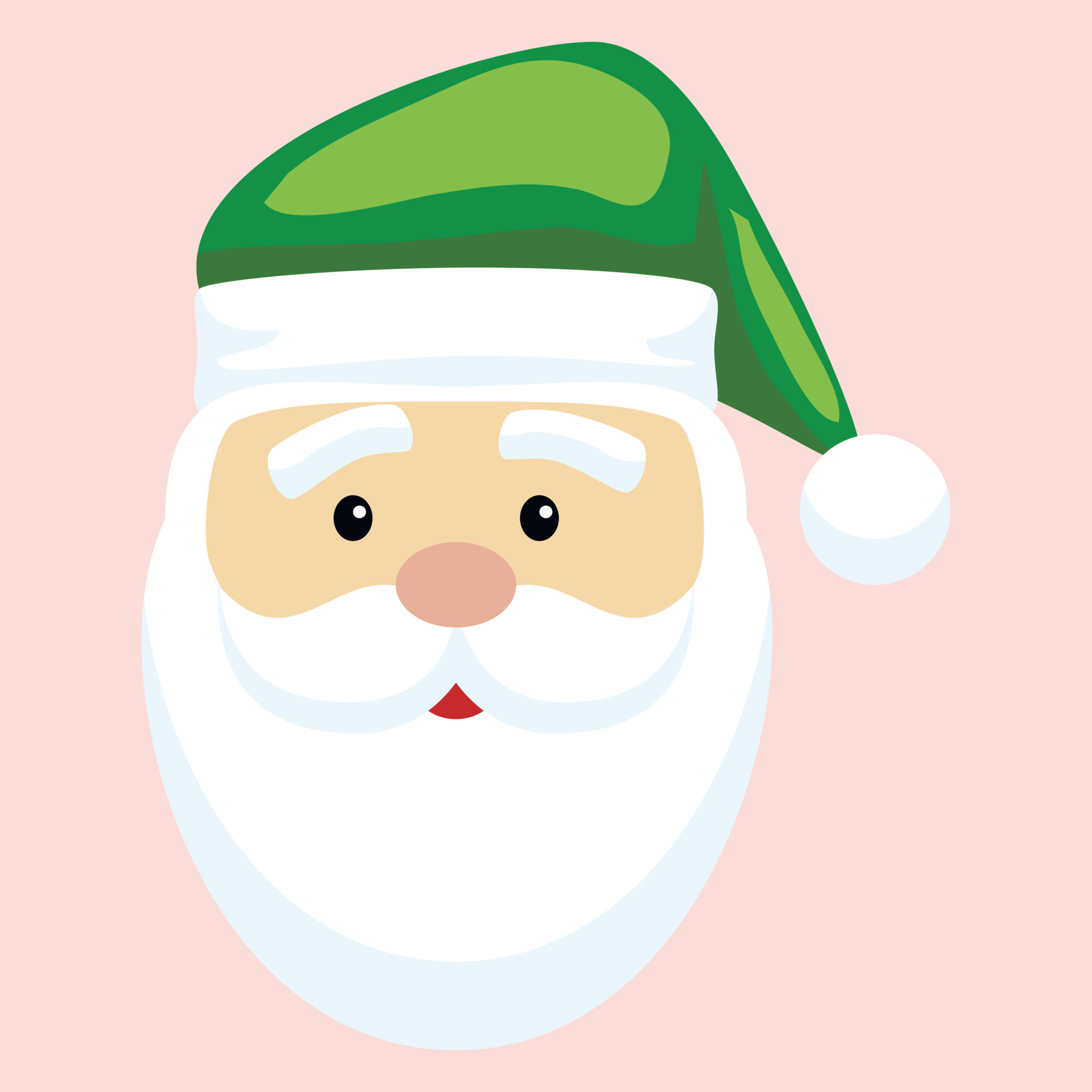 Santa in green hat with beard and mustache. 4915582 Vector Art at Vecteezy