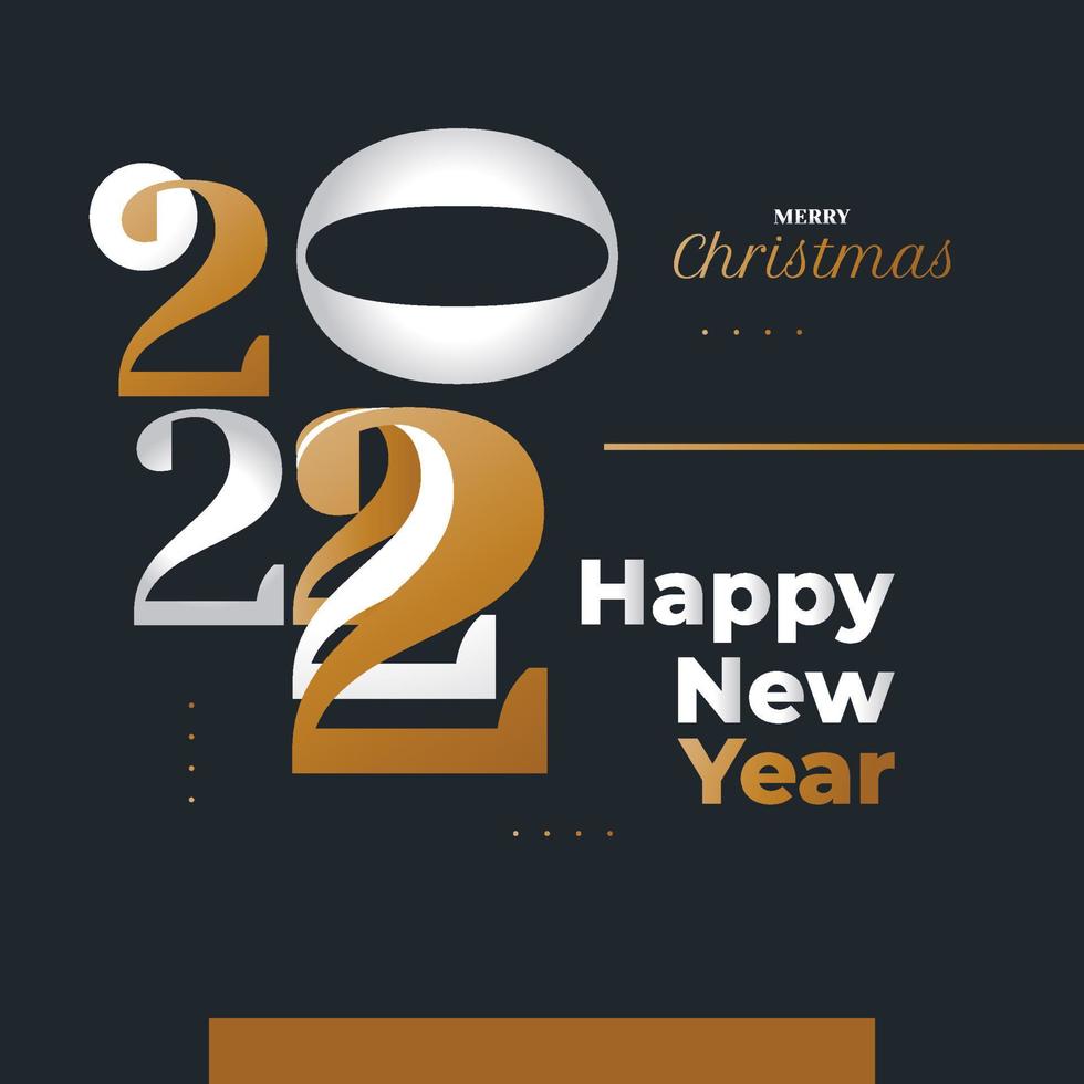 Happy New Year 2022 Banner or Poster Design with Elegant and Minimalist Style. New Year Celebration Design Template for Flyer, Poster, Brochure, Card, Banner or Postcard vector