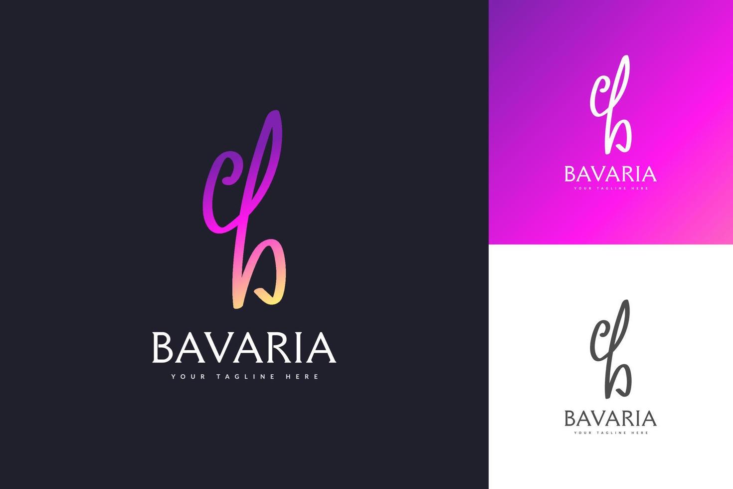 colorido diseño de logotipo inicial letra b con estilo de escritura a mano. logotipo de firma manuscrita para identidad vector
