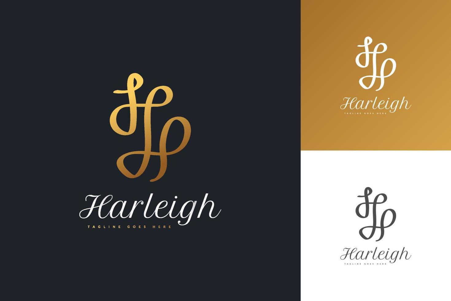 Diseño de logotipo de letra inicial minimalista y elegante hh con estilo de escritura a mano. logotipo de firma manuscrita para identidad vector