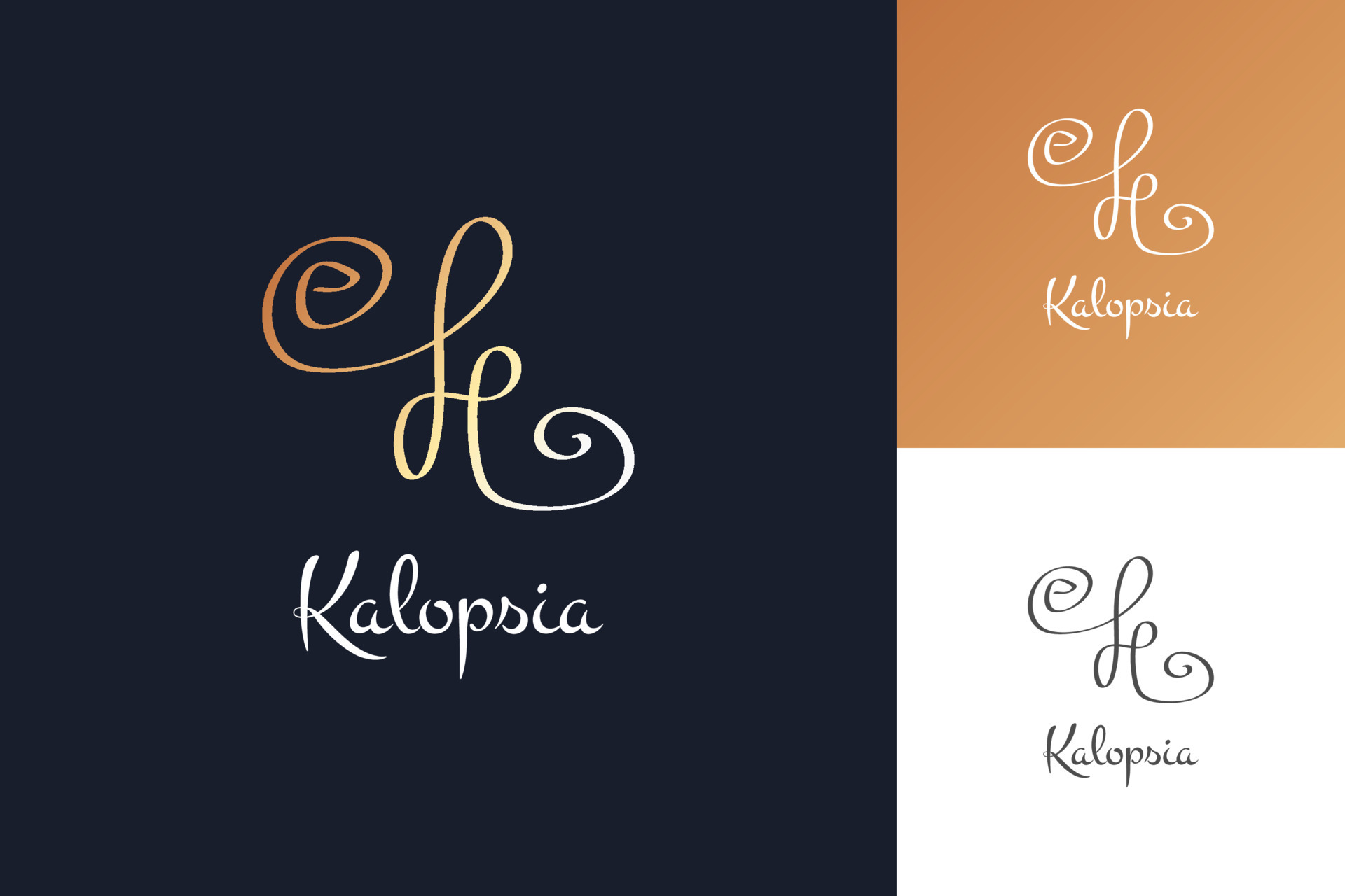 Elegant Letter K Logo Design with Handwriting Style in Gold Gradient