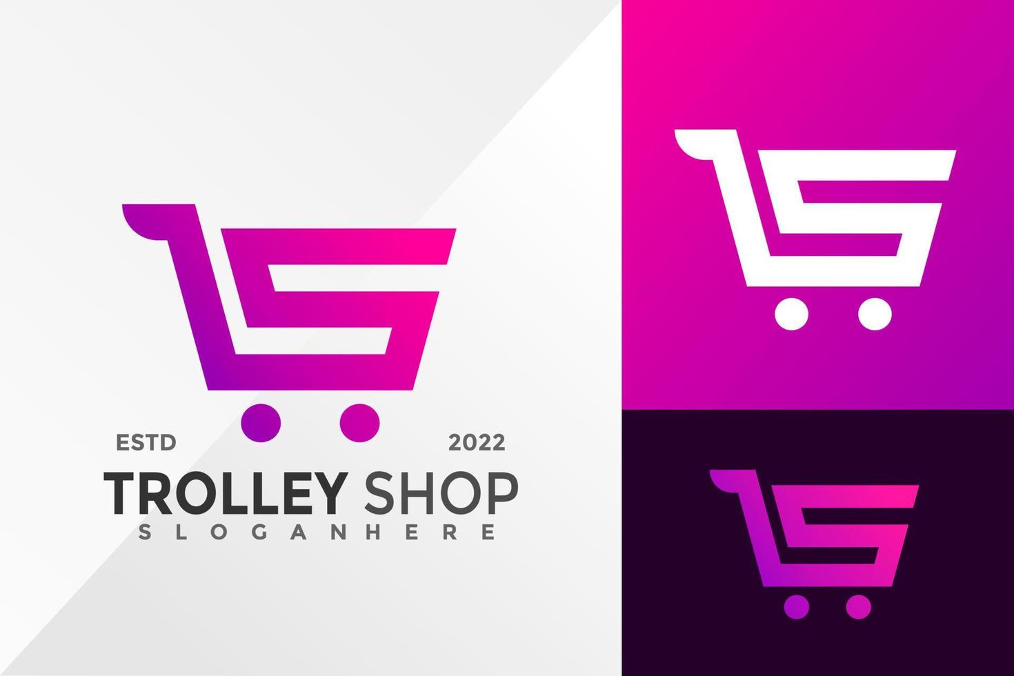 Letter S Trolley Shop Logo Design Vector illustration template