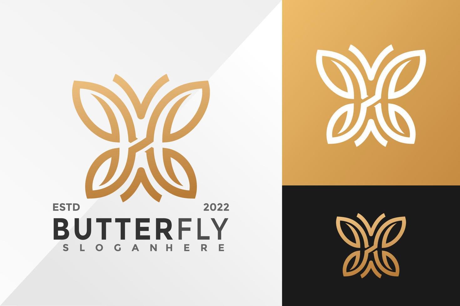 Minimalist Butterfly Line Company Logo Design Vector illustration template