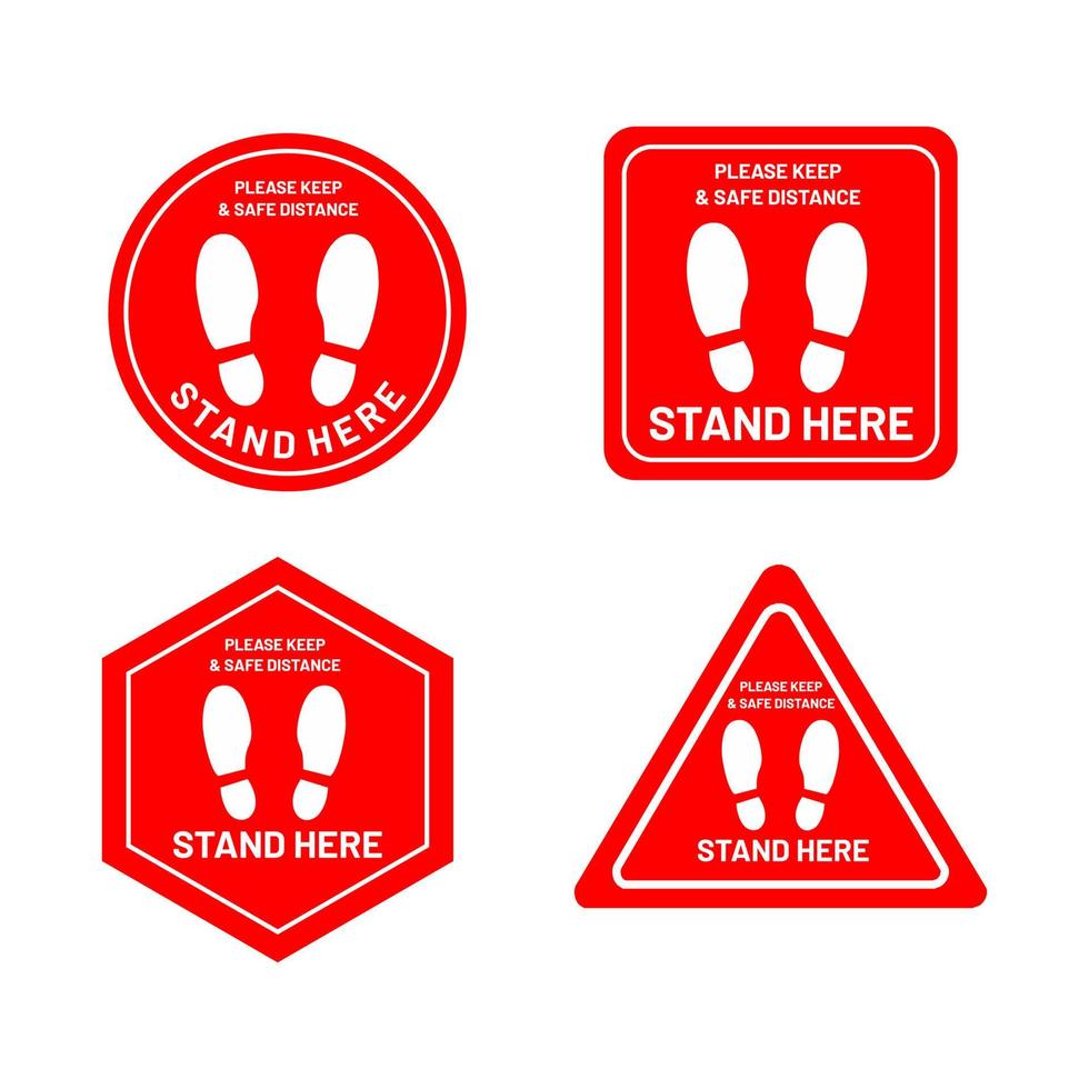 keep distance stand here signage icon vector design template red