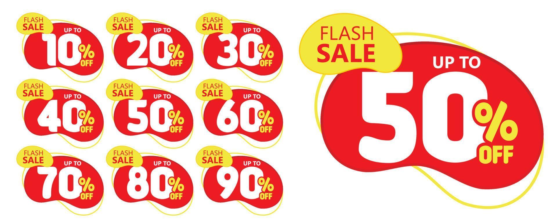 Discount tags template design for sale banner set vector. flash sale tags vector