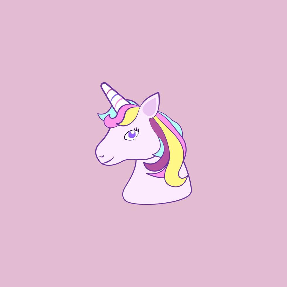 Cute unicorn head vector illustration, children artworks for background, greeting card, happy birthday