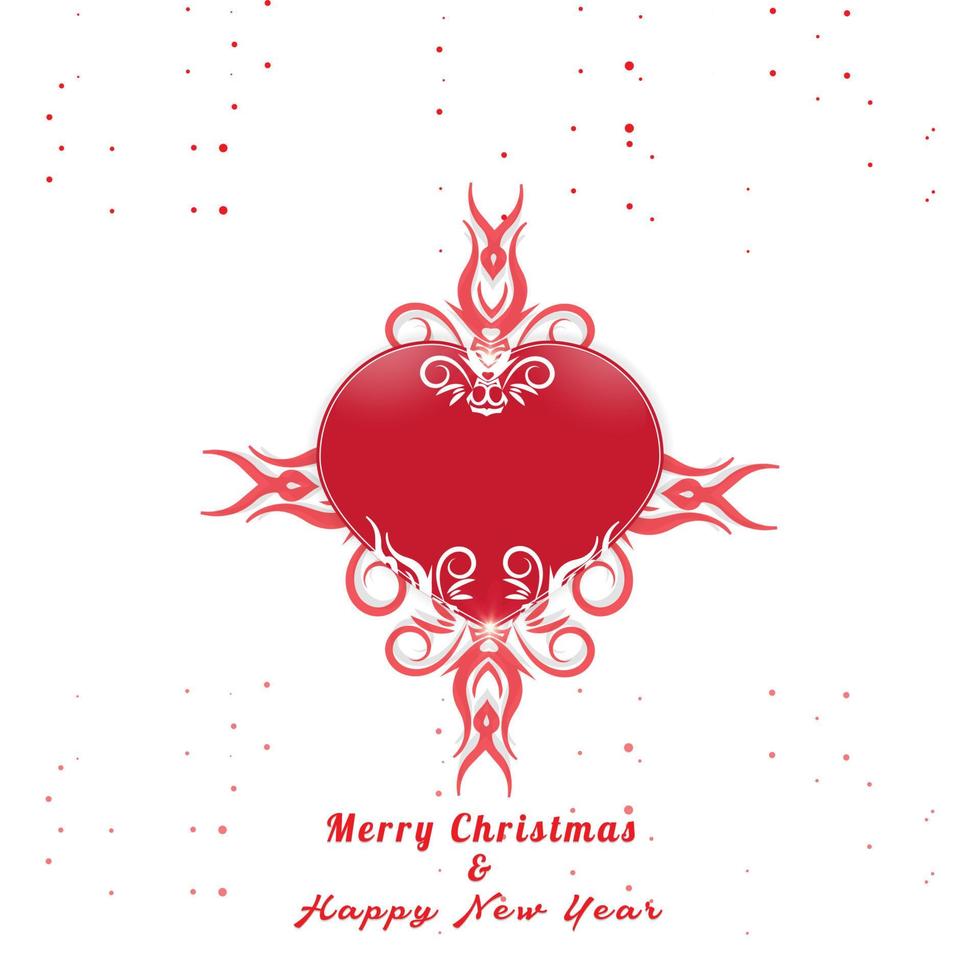 red heart shape christmas card design vector