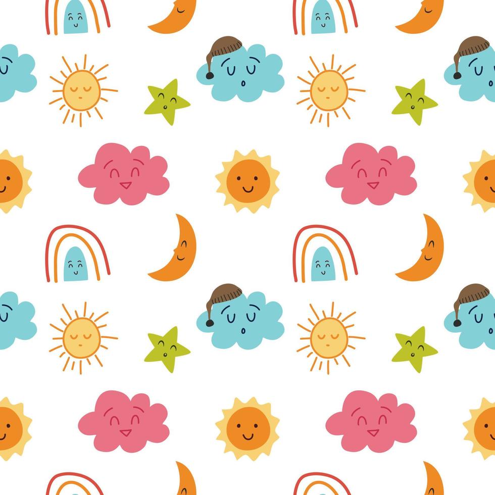 Colorful Sky Seamless Pattern Vector Design