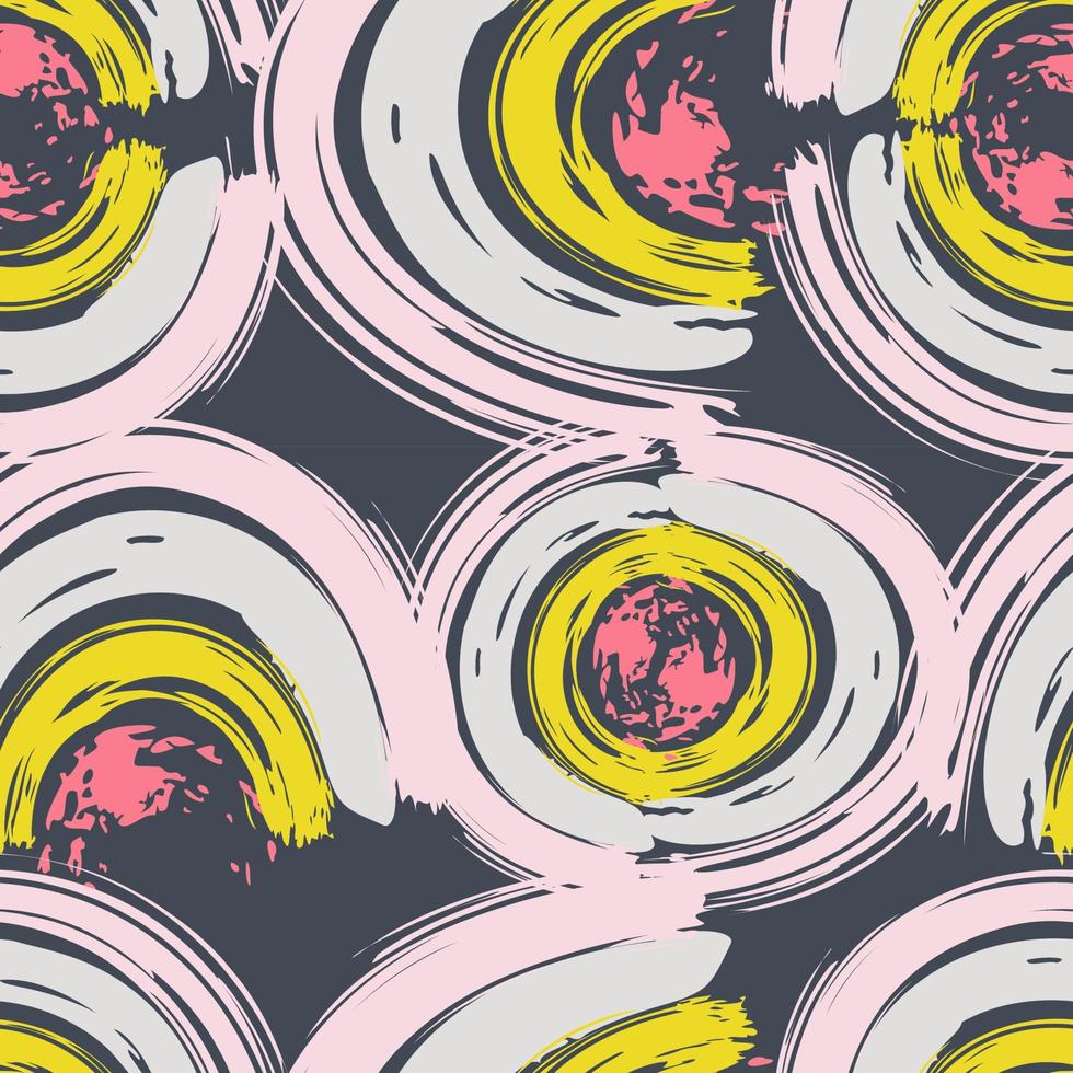 Abstract seamless pattern with brush stroke and marker. Hand drawn doodle shapes, marks and lines. Creative colorful background. Vector illustration