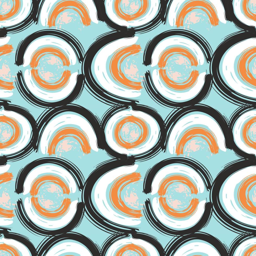 Abstract seamless pattern with brush stroke and marker. Hand drawn doodle shapes, marks and lines. Creative colorful background. Vector illustration