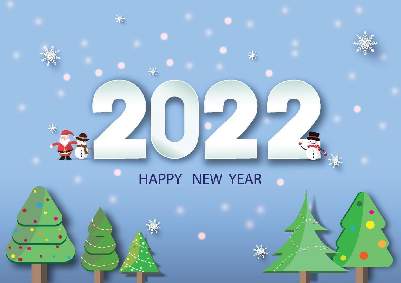 2022 feliz año nuevo.Corte de papel 2022 palabra para festival de año nuevo.Tarjeta, feliz, diseños de lujo de concepto vectorial y celebración de año nuevo. vector