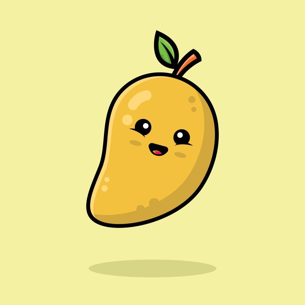 Cute mango cartoon icon illustration vector