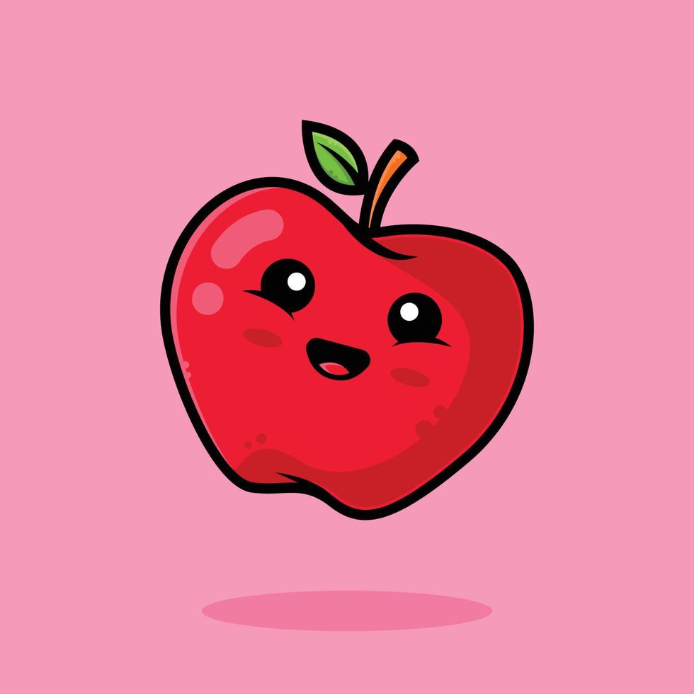 Cute apple cartoon icon illustration vector