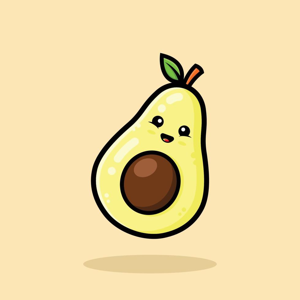 ejemplo lindo del icono de la historieta del aguacate vector