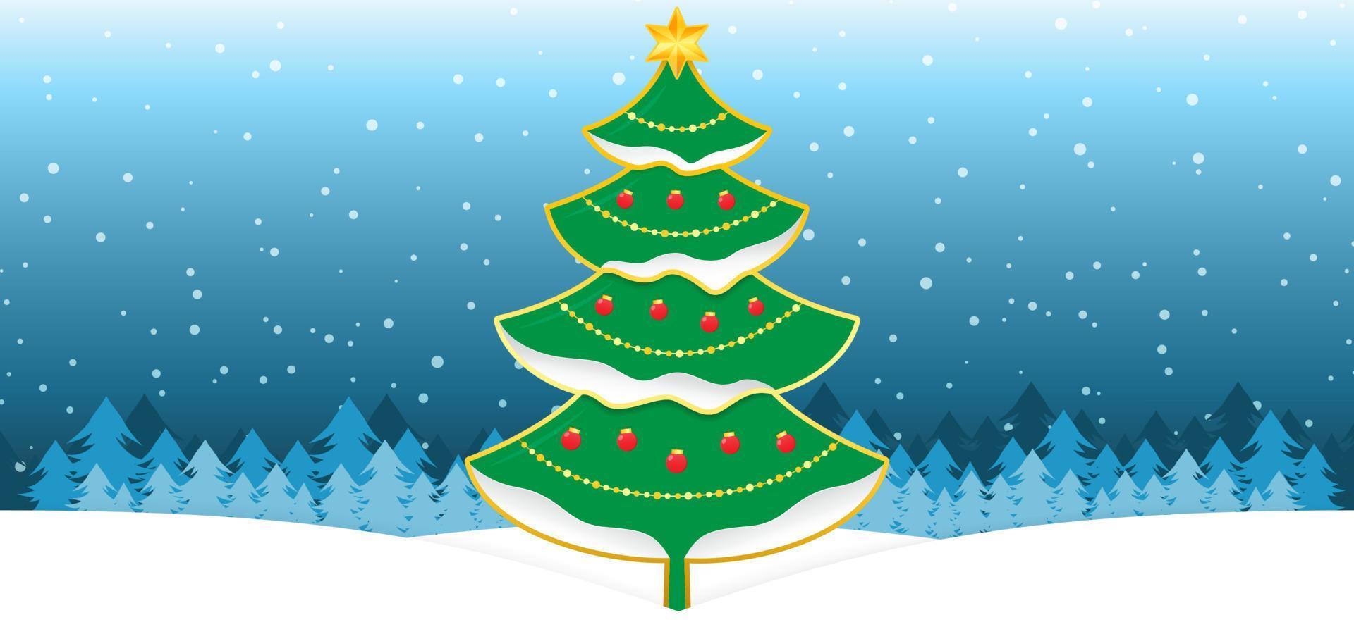 Christmas tree with snow. Vector background