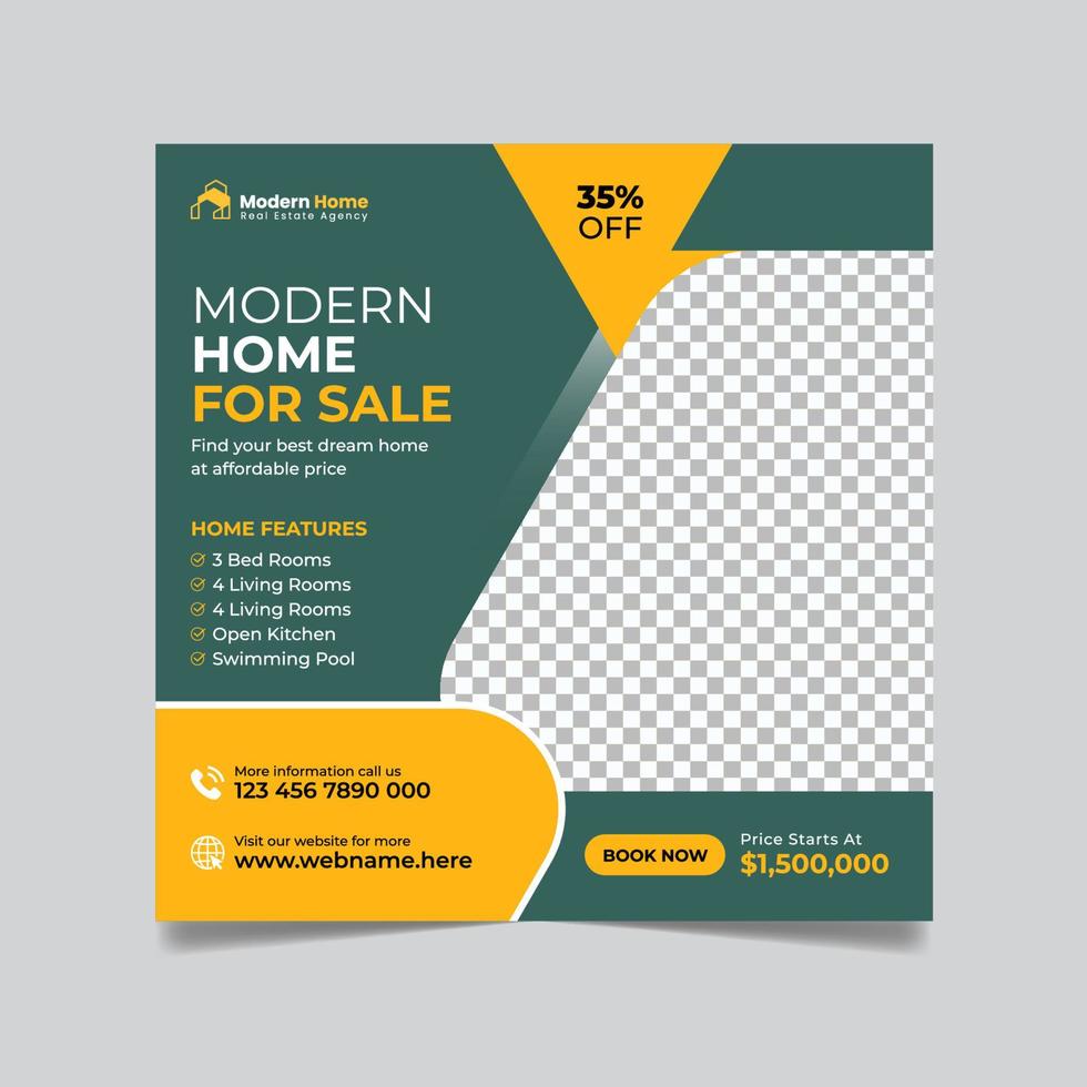 Real estate house property sale social media post web banner square flyer template vector