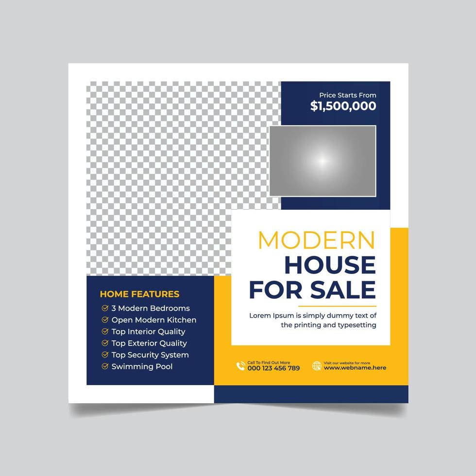 Real estate house property sale social media post web banner square flyer template vector