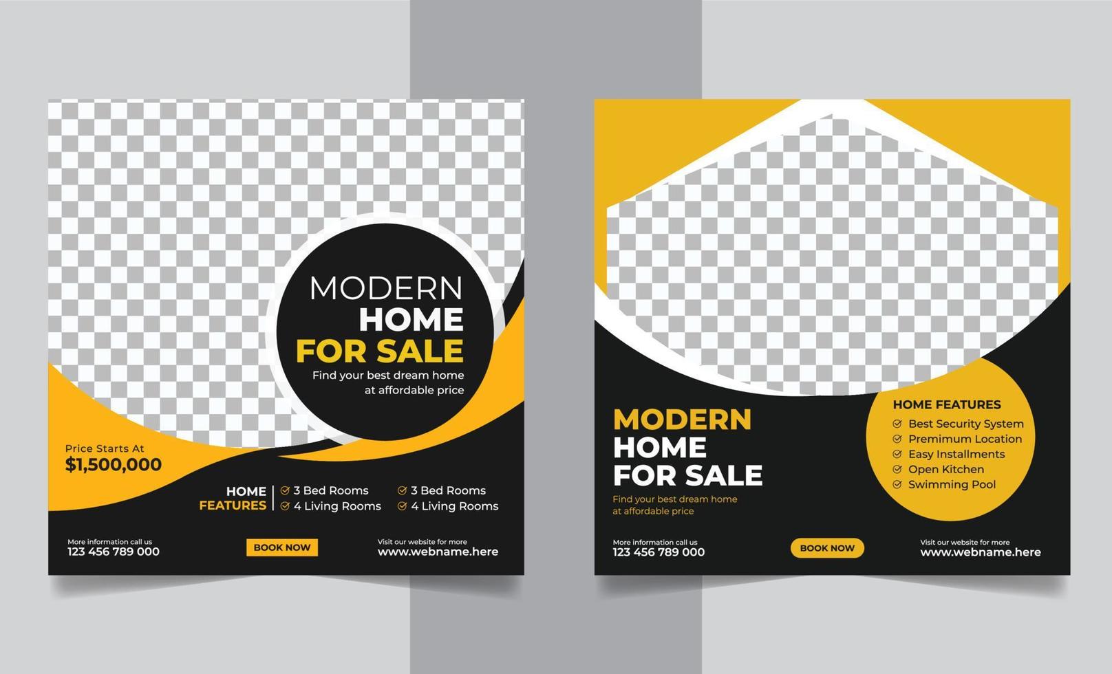 Real estate house property sale social media post web banner square flyer template vector