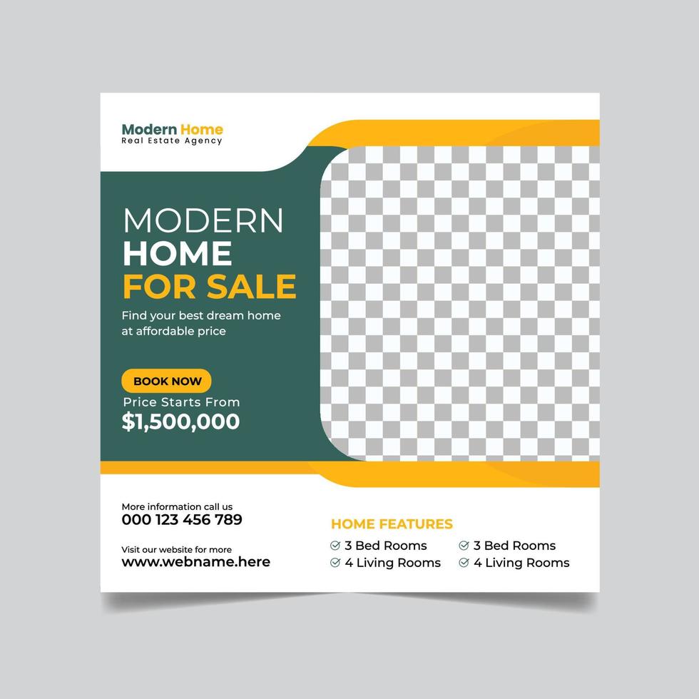 Real estate house property sale social media post web banner square flyer template vector