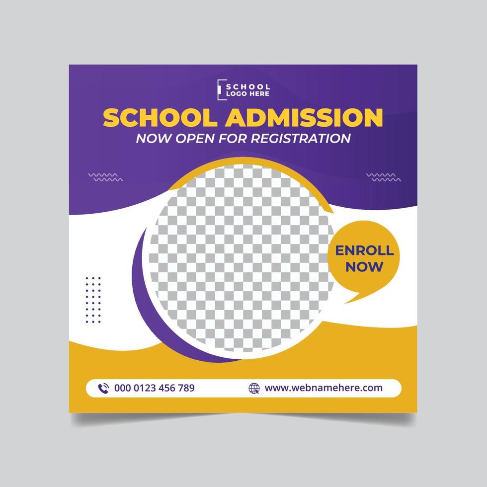 School admission social media post template, back to school web banner design set vector