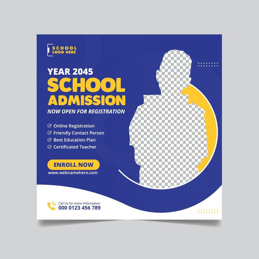 School admission social media post template, back to school web banner design set vector
