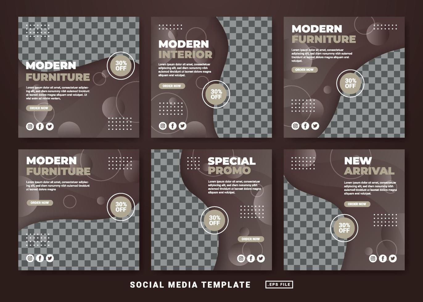 Flyer or social media post themed furniture sale template. Modern furniture banner vector