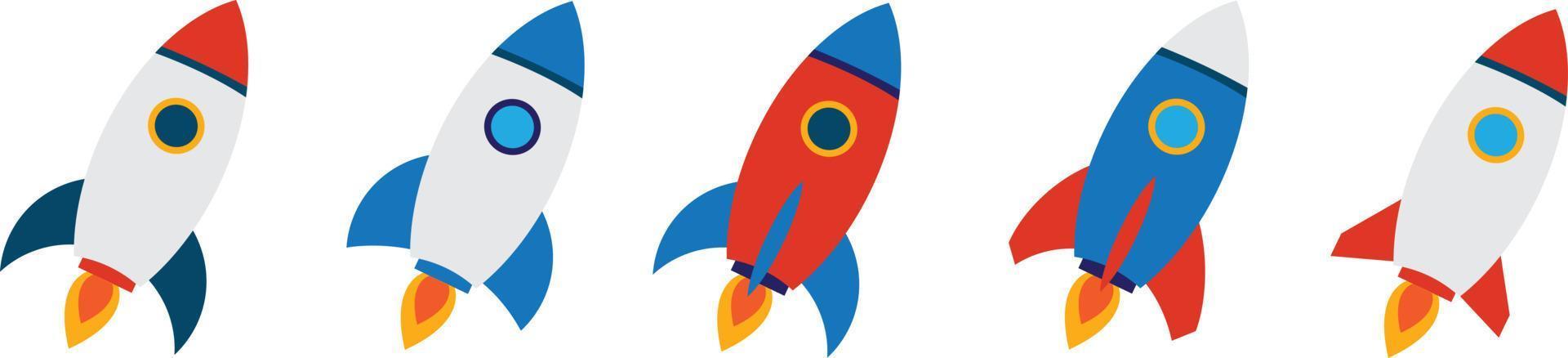 Rocket icons set. Spaceship launch icon. Vector