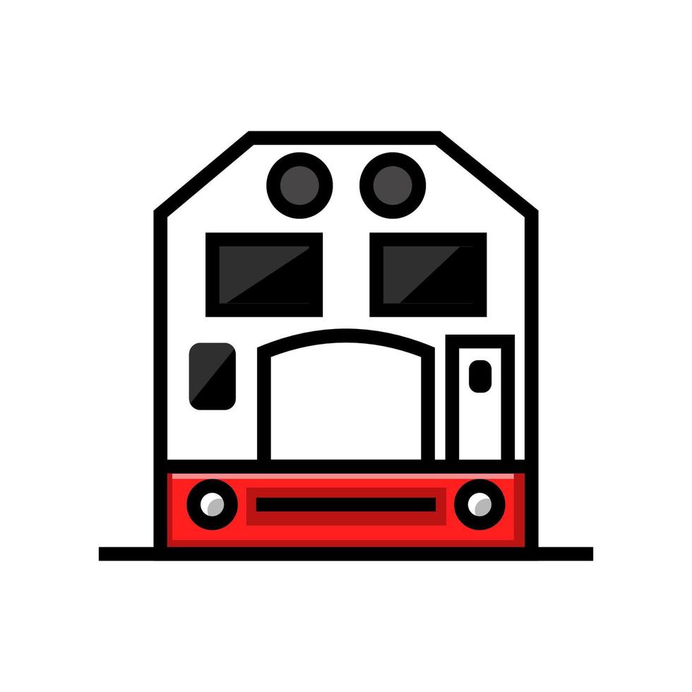 line art and colorful icon, train carriage or modern vector