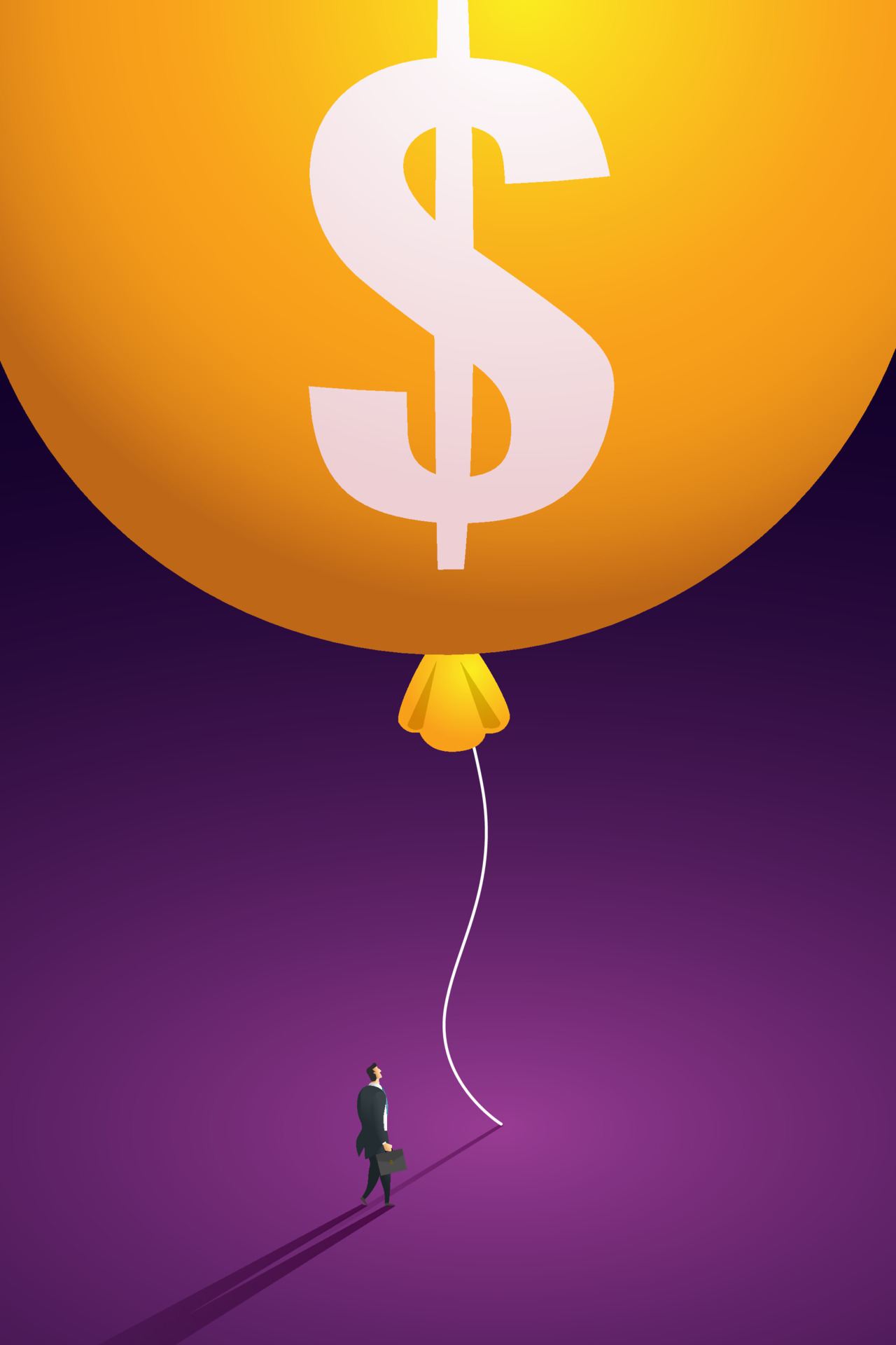 Dollar sign on balloon and businessman. 4916515 Vector Art at Vecteezy