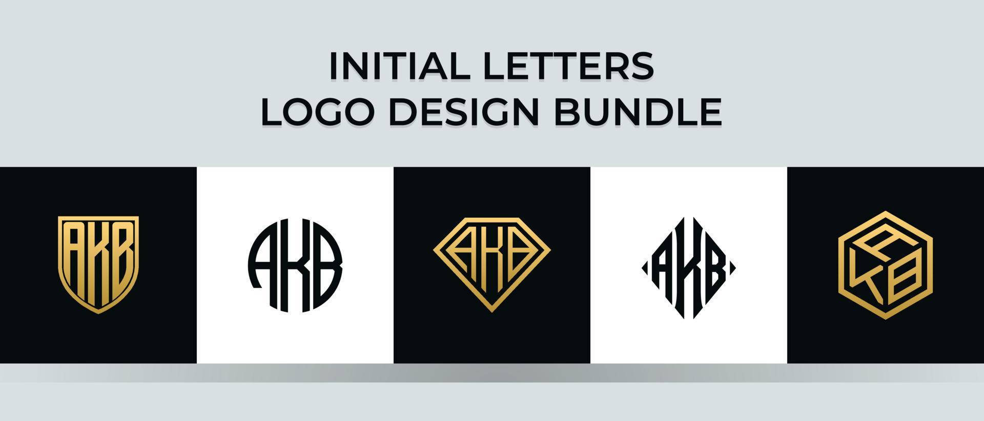 letras iniciales akb logo diseños paquete vector